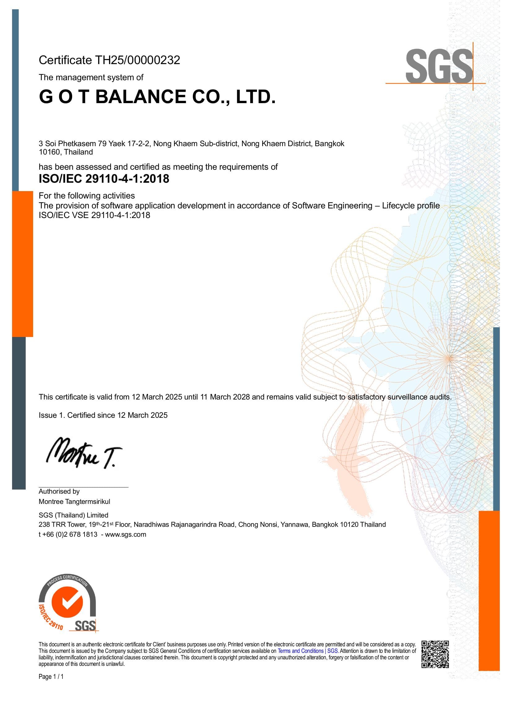 ISO 29110-4-1:2018 Certificate